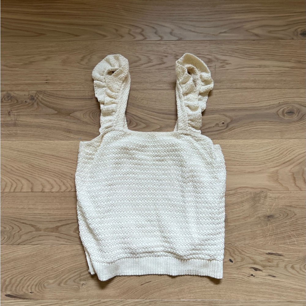 Crocheted Ruffle-Strap Sweater Tank